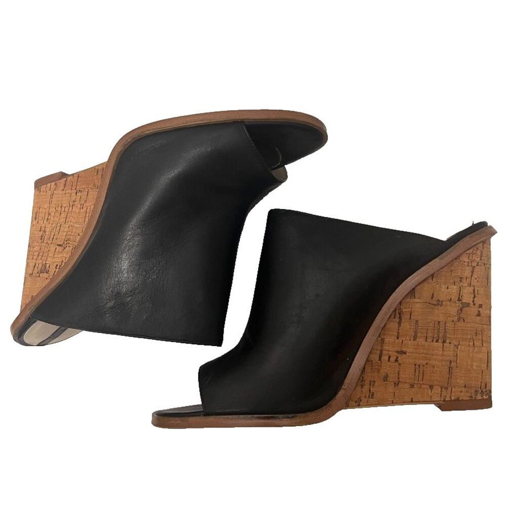 ZARA BASIC Black Wedge Cork Platform Sandals Wome… - image 2
